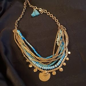 Stella & Dot Isa Disc gold and turquoise Necklace